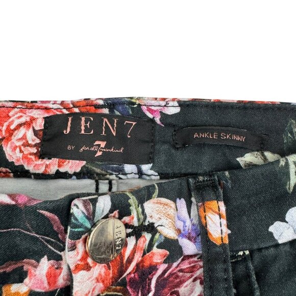 Jen7 7 All Mankind Romantic Floral Printed Ankle Skinny Pants Women's Size 4 - Picture 6 of 8